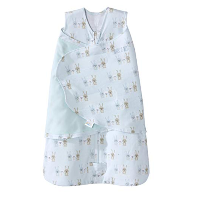 Halo Sleepsack Swaddle Cotton 3 Bunnies Baby Blue, Size SM