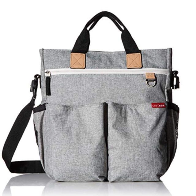 Skip Hop Messenger Diaper Bag with Matching Changing Pad, Duo Signature, Grey Melange
