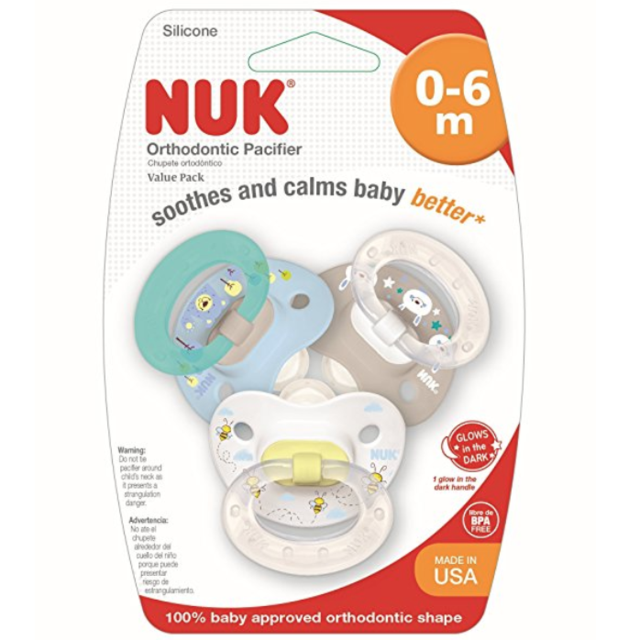 NUK Orthodontic Pacifiers, 0-6 Months, Boy, 3 pk