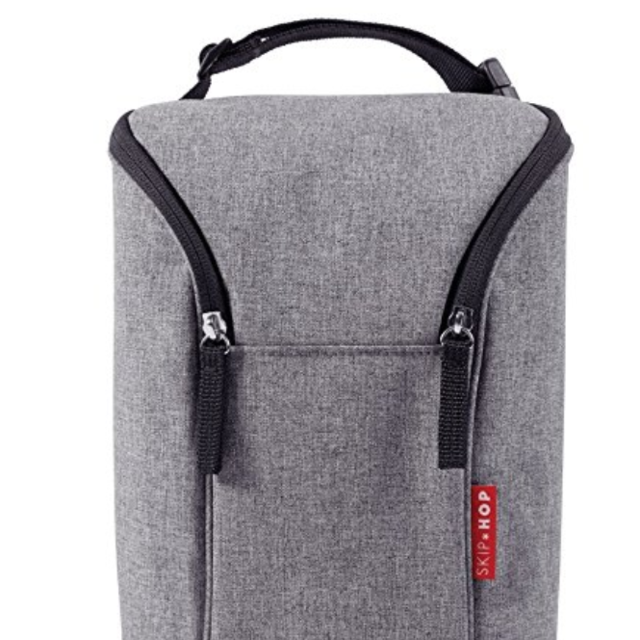 Skip Hop Insulated Breastmilk Cooler And Baby Bottle Bag, Grab & Go Double, Heather Grey