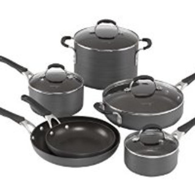 Calphalon 10 Piece Hard-Anodized Aluminum Nonstick Cookware Set, Medium, Black