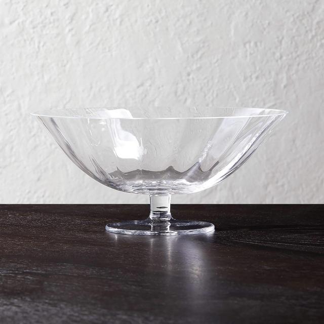 Wave Footed Glass Serving Bowl