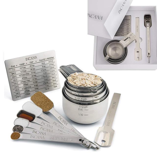 Stainless Steel Measuring Cups and Spoons Set