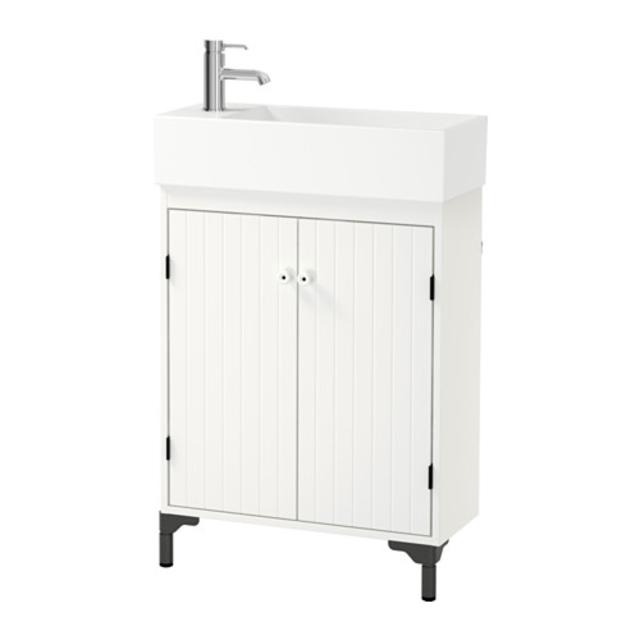 SILVERÅN / LILLÅNGEN Sink cabinet with 2 doors, white