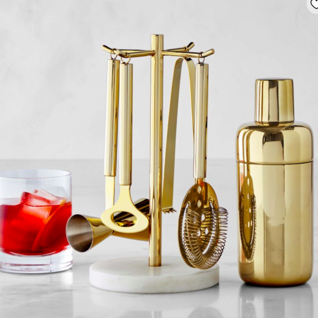 Williams Sonoma Brass and Marble Tool Shaker Set