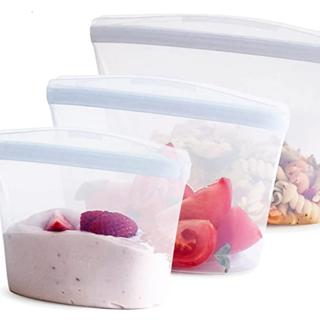 Stasher Reusable Silicone Storage Bag, Food Storage Container, Microwave and Dishwasher Safe, Leak-free, Bundle 3-Pack Bowls, Clear