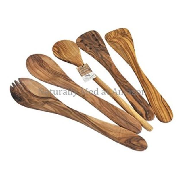 Naturally Med - Olive Wood Set of 5 Spatulas / Spoons