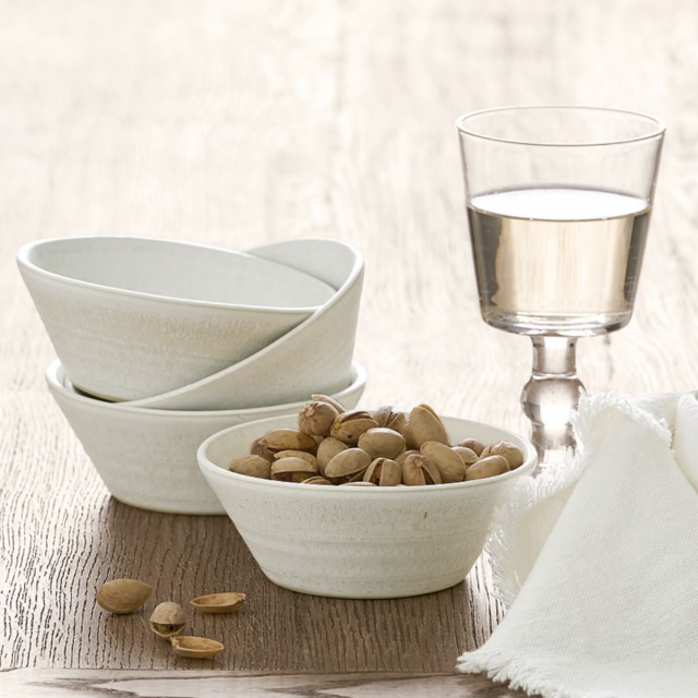 Larkin Reactive Glaze Stoneware Dip Bowls - Set of 4 (White)