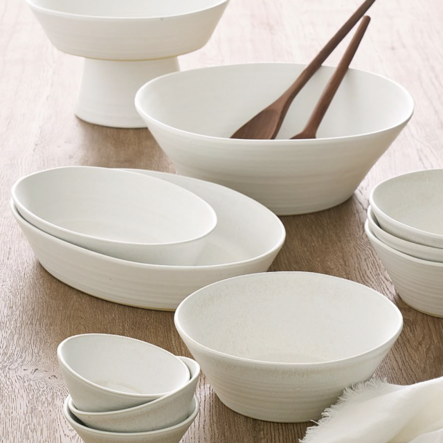 Larkin Reactive Glaze Stoneware Meal Bowls - Set of 4 (White)
