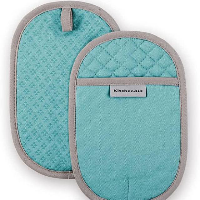 KitchenAid Asteroid Oval Pot Holders 2-Pack Set (Aqua)