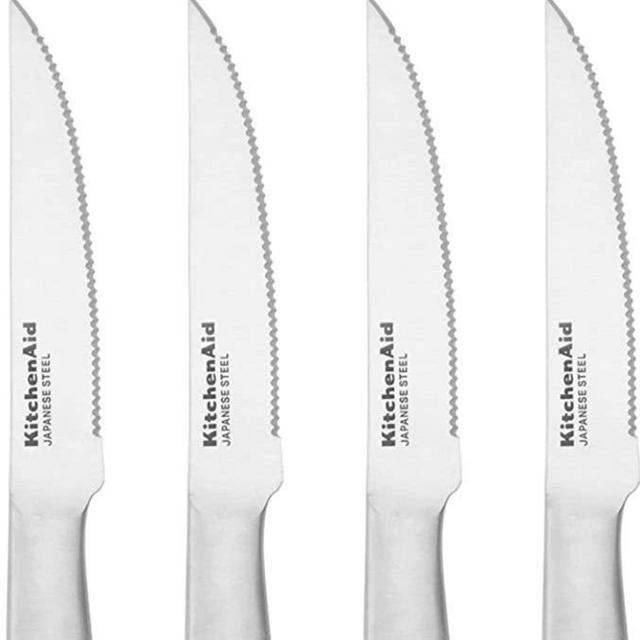 KitchenAid Gourmet Forged Steak Knife Set, Japanese Stainless Steel, 4 Piece, Brushed