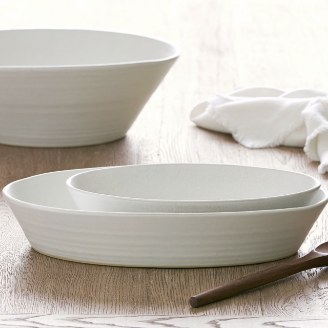 Larkin Reactive Glaze Stoneware Oval Walled Serving Platter (Large)