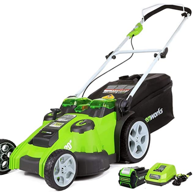 Greenworks 40V 20-Inch Cordless Twin Force Lawn Mower, 5Ah Battery and Charger Included