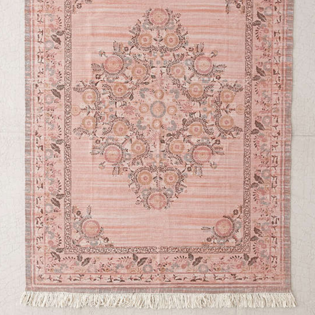 Stina Floral Space Dyed Printed Rug, Size 6x9 Feet, Color Rose