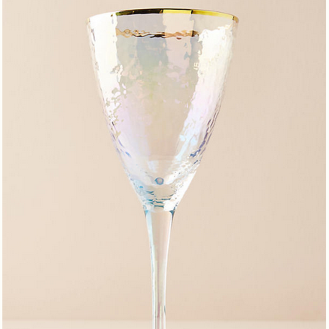 Lustered Wine Glass, Color Oyster