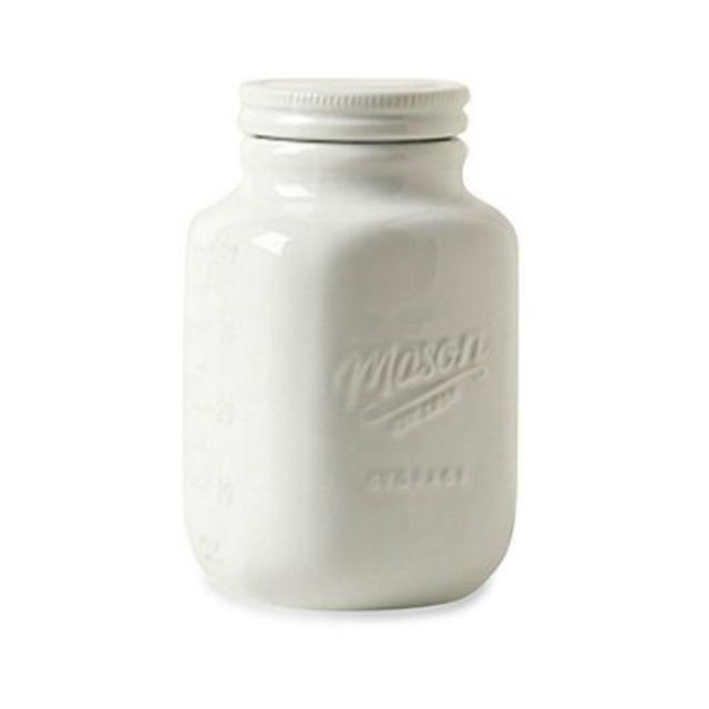 Mason Jar Canister, White 7.5-inch Porcelain Canister with Lid