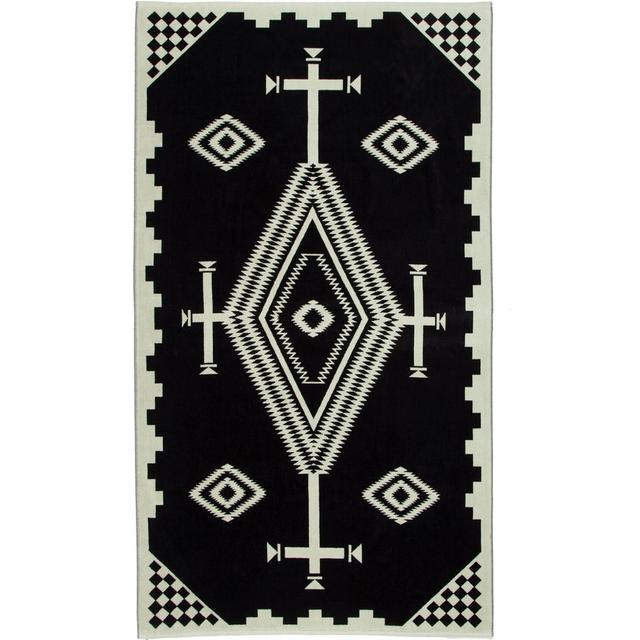 Pendleton Oversized Jacquard Towel Black + White Los Ojos