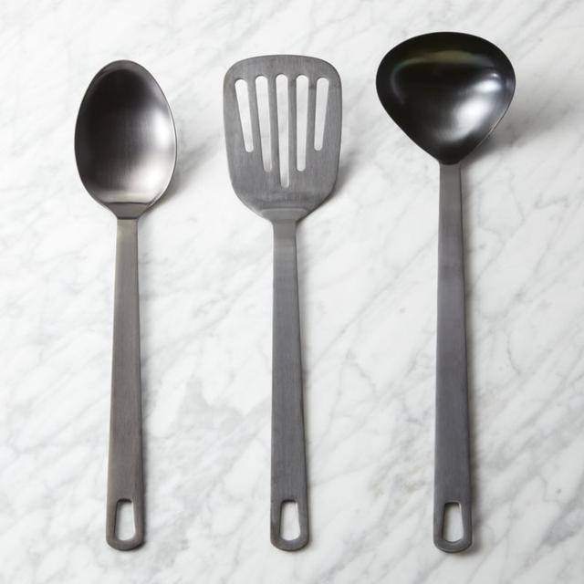 3-piece brushed black kitchen utensil set