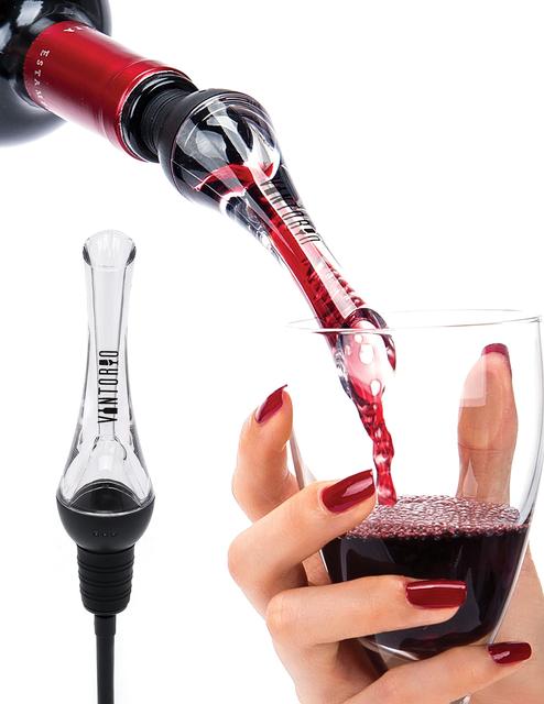 Vintorio Wine Aerator Pourer - Premium Aerating Pourer and Decanter Spout (Black)
