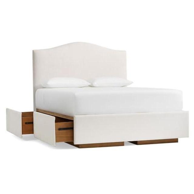 Raleigh Upholstered Camelback Headboard & Storage Platform Bed