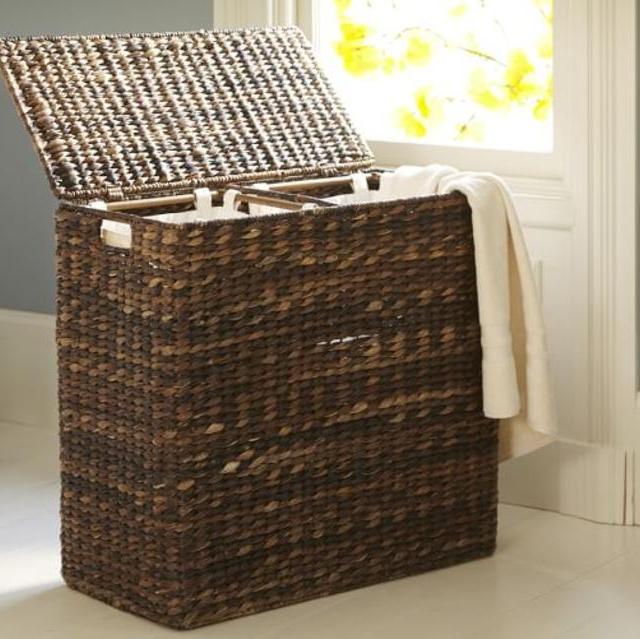 Perry Divided Hamper & Liner- Havana Weave
