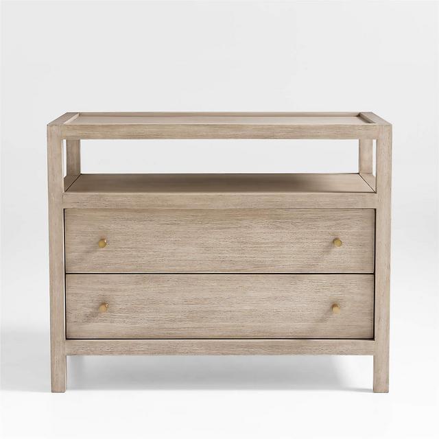 Keane Weathered Natural Wood Charging Nightstand