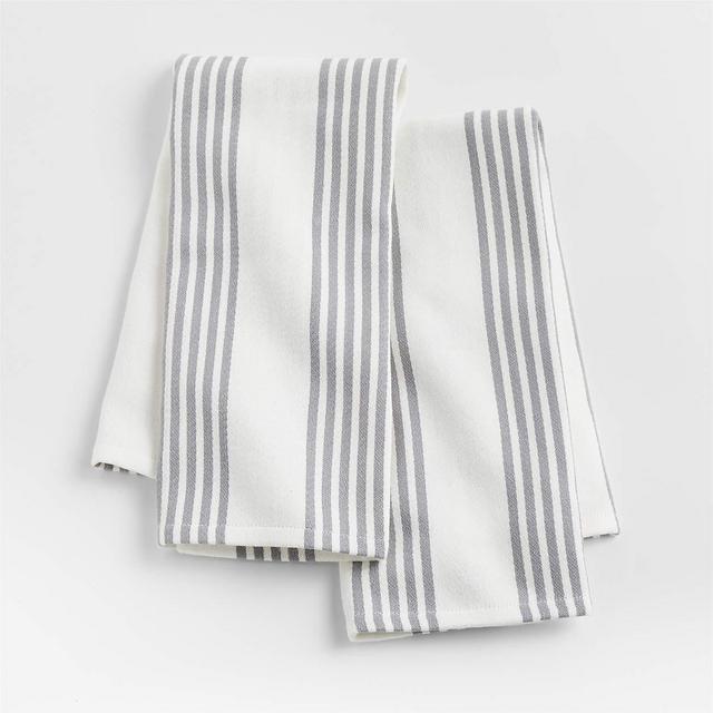 Cuisine Stripe Grey Organic Cotton Kitchen Towels, Set of 2Carousel showing item 1 through 1 of 7 Exclusive Cuisine Stripe Grey Organic Cotton Kitchen Towels, Set of 2