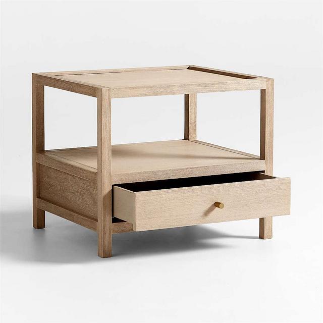 Keane Large Weathered Natural Wood Storage End Table, Set of 2