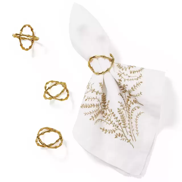 Brass Bamboo Napkin Rings (Set of 4)