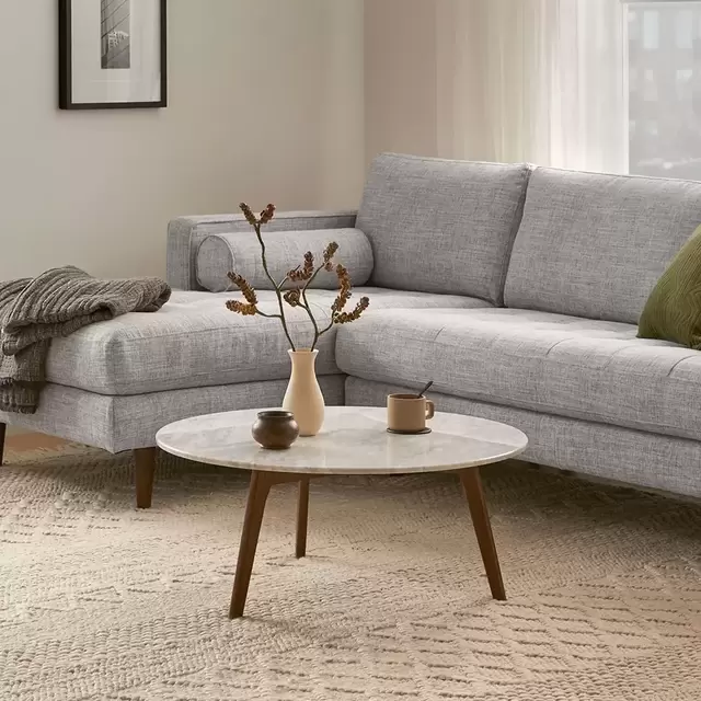 Mara 31.5" Marble Coffee Table - Walnut