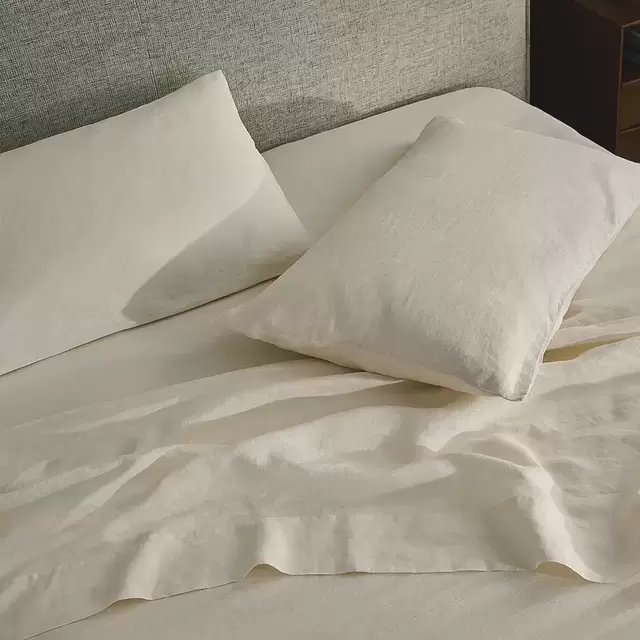 Alto Queen Linen Sheet Set - Ivory White