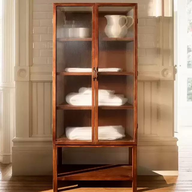 Acacia Wood Sideboard with glass doors