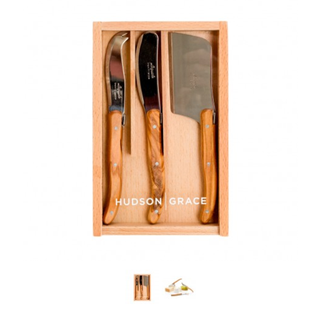 LAGUIOLE OLIVE WOOD CHEESE SET