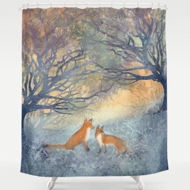 Bathroom Shower Curtain | The Two Foxes by A Wandering Soul - 71" by 74" - Society6 | Google Shopping