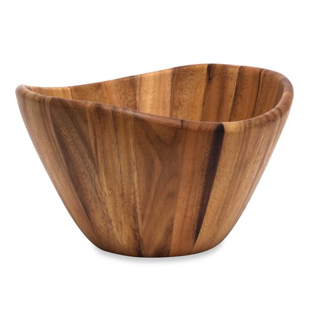 Acacia Wave Bowl With Salad Hands