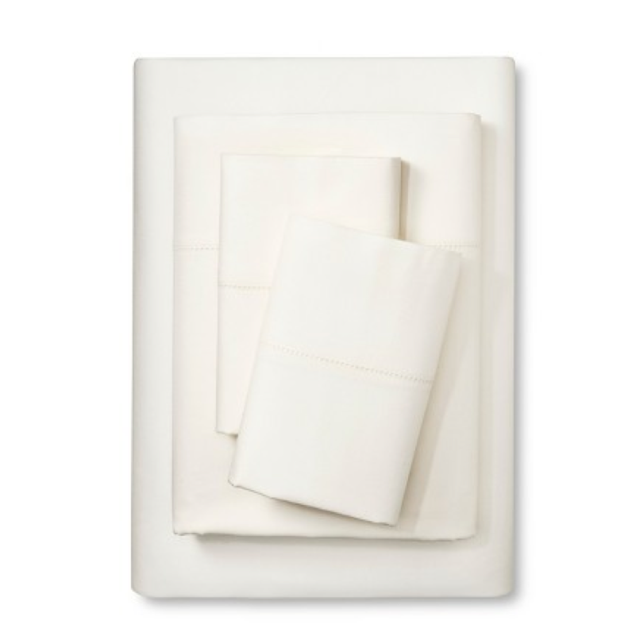 Elite Home Hemstitch Solid 400TC Sheet Set - Ivory