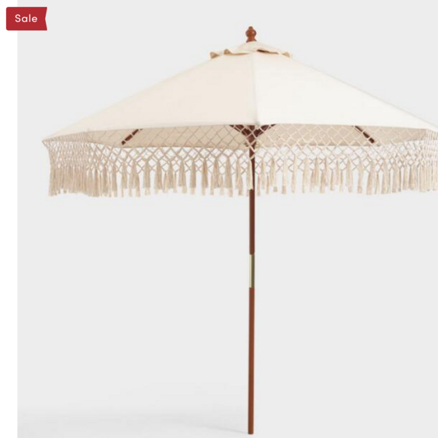 Natural 9 Ft Replacement Umbrella Canopy With Fringe