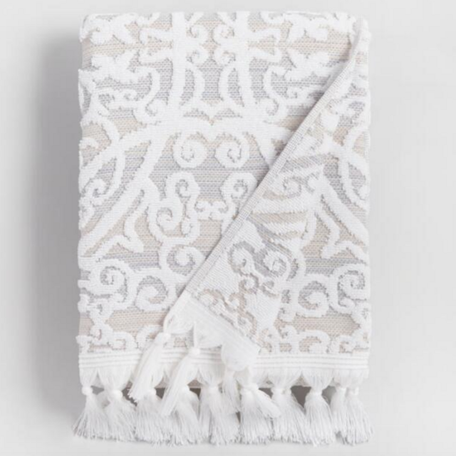 Taupe Medallion Scarlett Sculpted Bath Towel