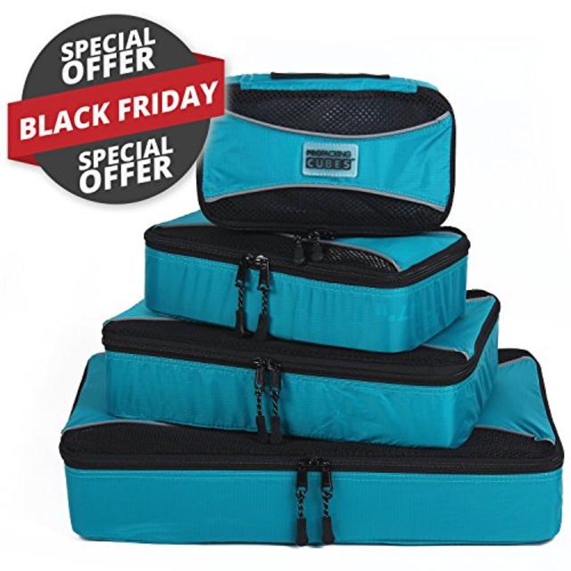 Pro Packing Cubes - 4 Piece Lightweight Travel Packing Cubes Set - Organizers and Compression Pouches System for Carry-on Luggage Accesories, Suitcase and Backpacking