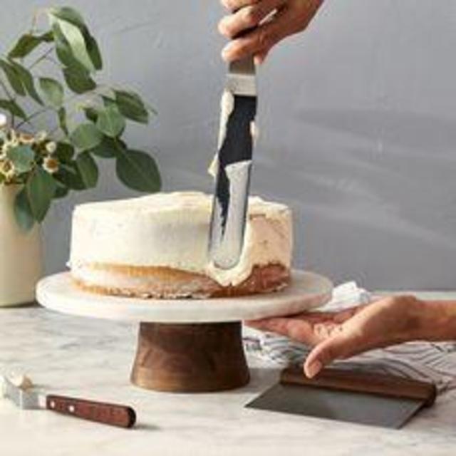 Marble & Walnut Rotating Cake Stand