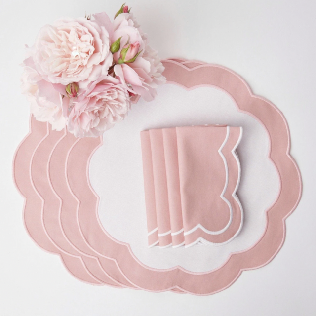 Pink Appliqué Placemats & Napkins (Set of 4)