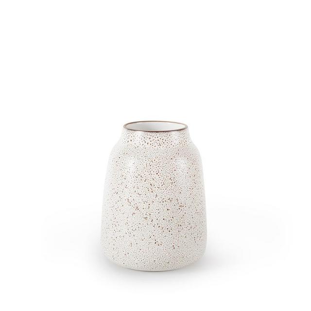 Wide Vase in Opaque White and Matte Brown
