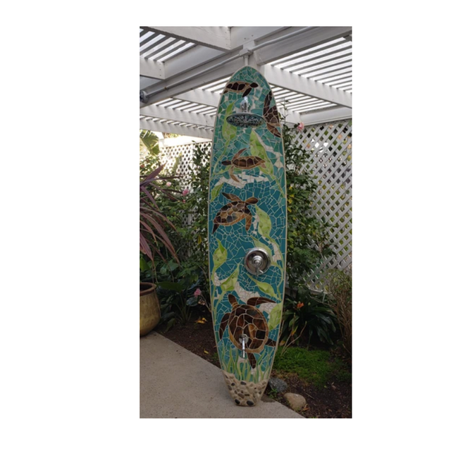 Surfboard Mosaic Outdoor Shower