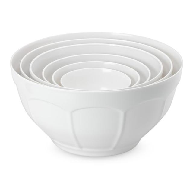 Melamine Nesting Bowls, Set of 6, White