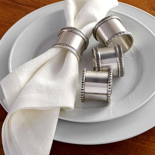 Antique Silver Napkin Rings, Mixed Set of 4