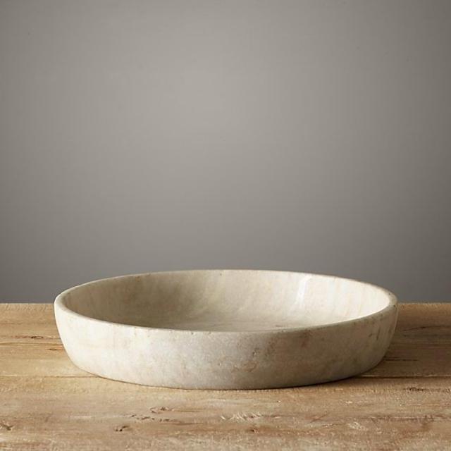 Lathe-Turned Marble Bowl - Large Slanted