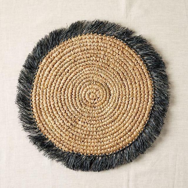 Woven Rattan Placemats, Natural + Black