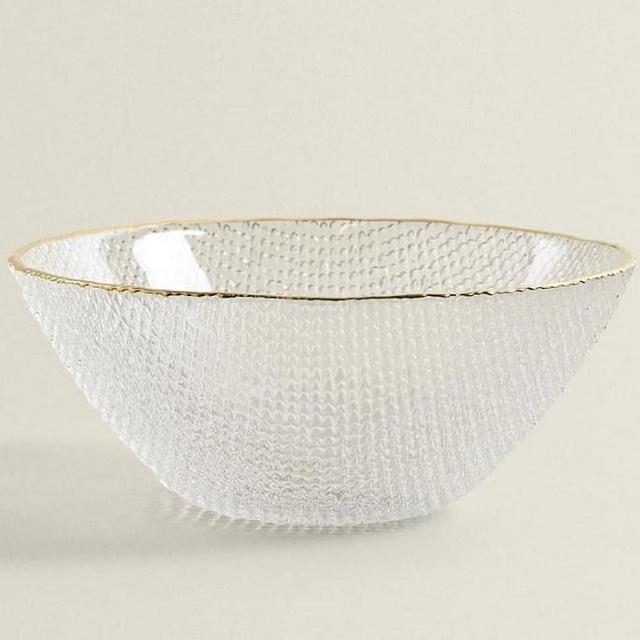 GLASS BOWL WITH RAISED TEXTURE, Golden