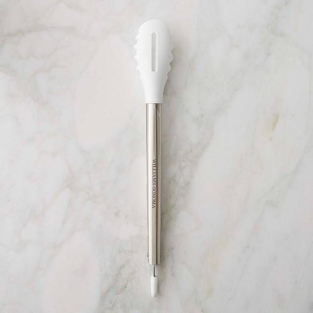 Williams Sonoma Stainless-Steel Silicone Pasta Tongs, White