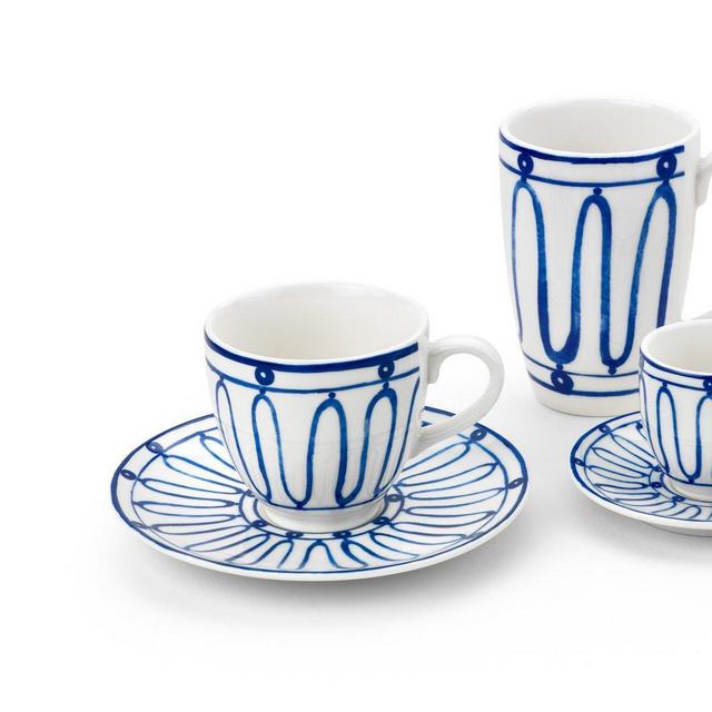 Royal Blue & White Kyma Collection Espresso Cup